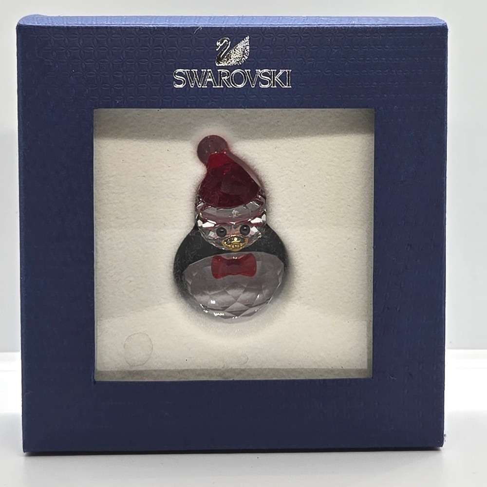 Swarovski Crystal Rocking Penguin Santa Hat Christmas Figurine
